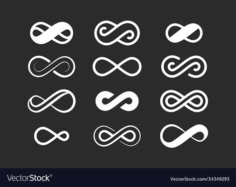 Infinity symbol set infinite space sign loop Vector Image