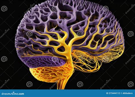 Structure of Human Brain in Purple Yellow Tones As Art of Brain Stock Illustration ...