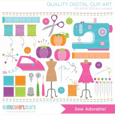 Clipart - Seamstress / Sew Adorable / Sewing - Digital Clip Art ...