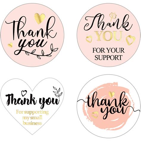 Buy 500 Pieces Thank You for Supporting My Small Business Sticker Labels 4 Designs Self-Adhesive ...