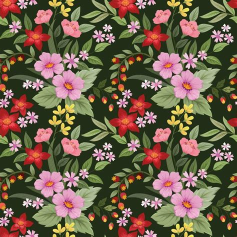 Blooming red pink and yellow flower on dark green color background 23602049 Vector Art at Vecteezy