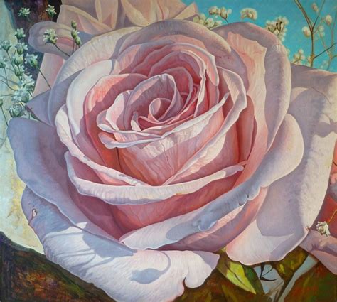 Pink Rose Oil Painting Large Painting Original Rose Canvas Art White Chic Rose Bedroom Wall Art ...