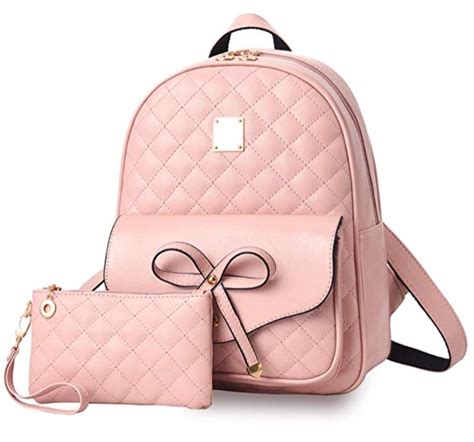 I IHAYNER - Girls Bowknot 2-PCS Fashion Backpack Cute Mini Leather ...