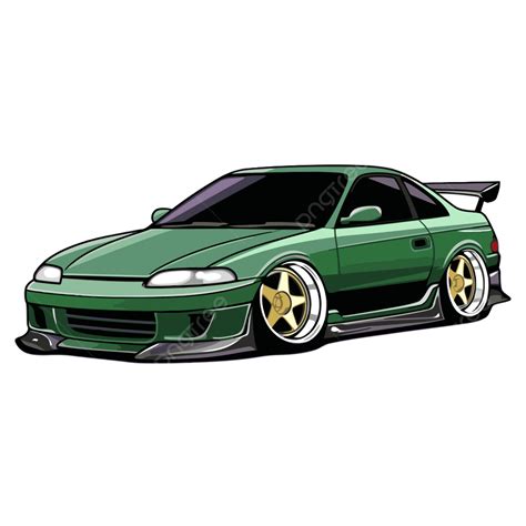 Jdm Clipart Car Sticker Vector, Car Clipart, Sticker Clipart, Green Coupe Car Sticker Cartoon ...