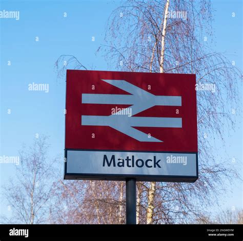 Sign for the historic Matlock Station part of the Peak District National Railway Line Stock ...