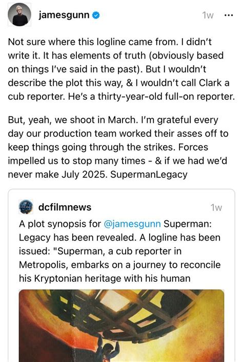 James Gunn Responds To Rumored Superman: Legacy Plot Synopsis Leak