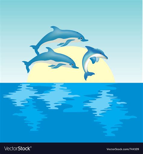 Dolphin on sunrise Royalty Free Vector Image - VectorStock