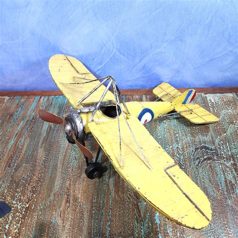 Vintage Metal Yellow Toy Airplane Model With Propeller Bullseye Marks Wheels - Etsy