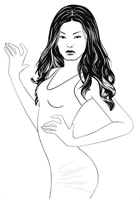Realistic Asian Girl coloring page - Download, Print or Color Online for Free