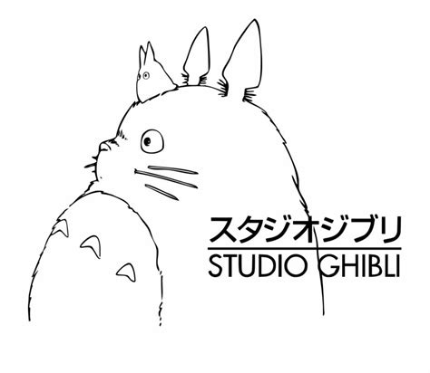 the studio ghibli logo is shown in black and white, with an image of totoro