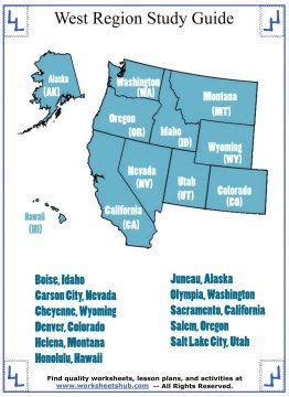 West Regional State and Capitals Study Guide