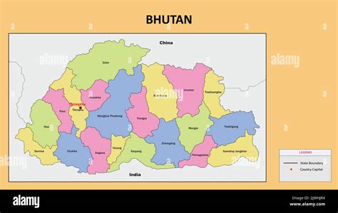 Bhutan Map. State and district map of Bhutan. Political map of Bhutan ...