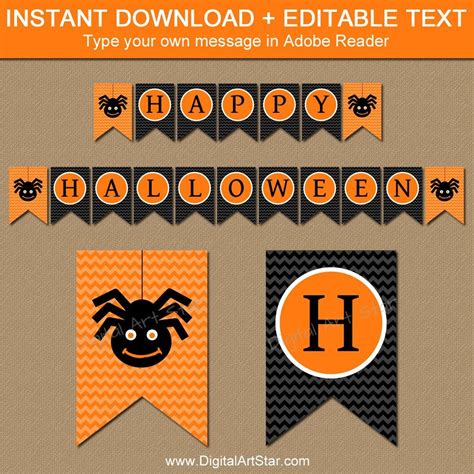 Banners & Signs DIY Instant Download Halloween Pennant Printable Happy Halloween Banner ...