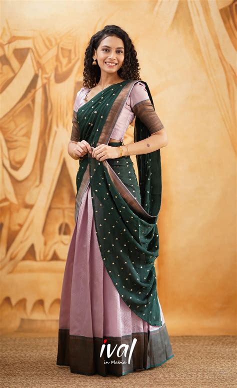 Silk Half Saree (Langa Voni) With Contrast Border - Keep Me Stylish