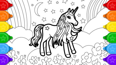 Glitter Unicorn that's pretty Coloring and Drawing for Kids | How to draw a unicorn coloring ...