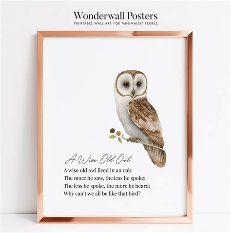 Wise Old Owl Poem Nursery Wall Art Instant Download - Etsy