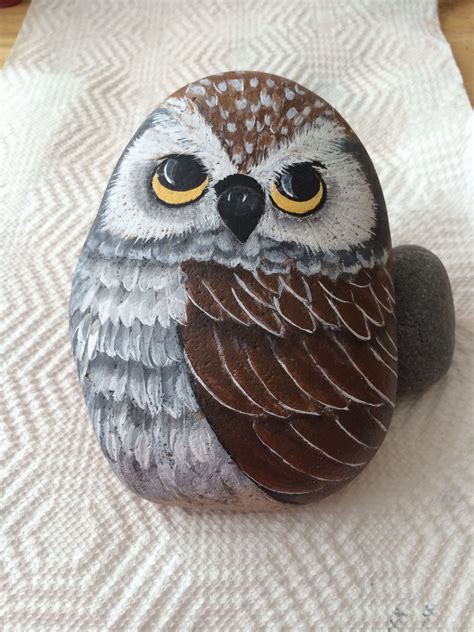 My owl rock | Painted rock animals, Painted rocks, Owl painting