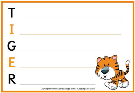 Tiger Acrostic Printables