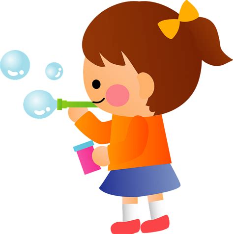 Girl is Blowing Bubbles clipart. Free download transparent .PNG | Creazilla