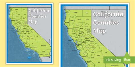 California Counties Map (Teacher-Made) - Twinkl