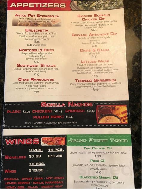 Chatters menu in Pittsburg, Kansas, USA