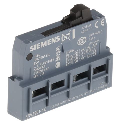 3RV2901-1E | Siemens Sirius Innovation Auxiliary Contact - 1NC + 1NO, 2 ...