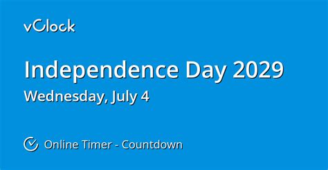 When is Independence Day 2029 - Countdown Timer Online - vClock