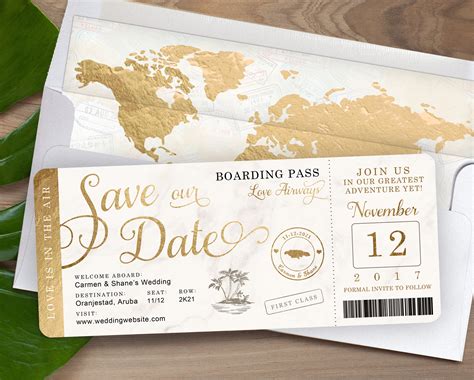 Destination Wedding Boarding Pass Save The Date Invitation In | ubicaciondepersonas.cdmx.gob.mx