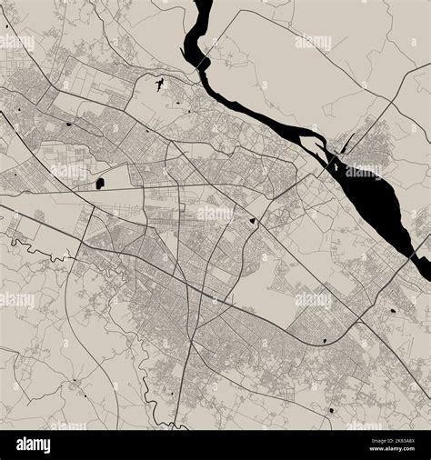 Vector map of Kanpur, India. Urban city road map poster illustration. Kanpur map art Stock ...