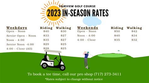 Rates + Fees - Fairview Golf Course