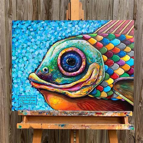 Funky Fish House Art in 2023 | Fish artwork, Art painting, Fish painting