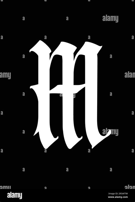 Letter m, in the Gothic style. Vector. Alphabet. The symbol is isolated ...