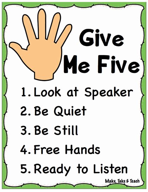 Give Me Five Poster Printable Free