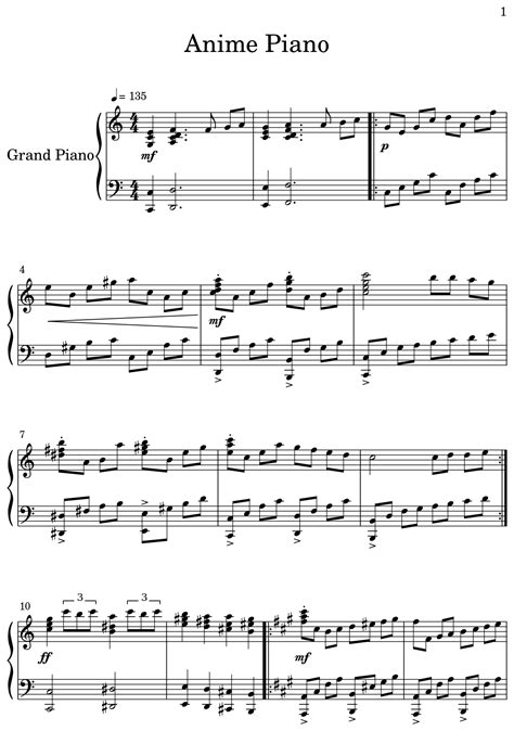 Anime Piano - Sheet music for Piano