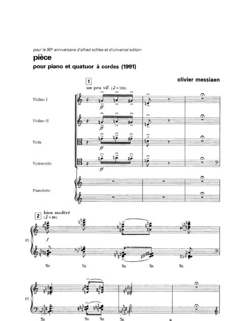 Messiaen - Piece For Piano and String Quartet (Score) | PDF