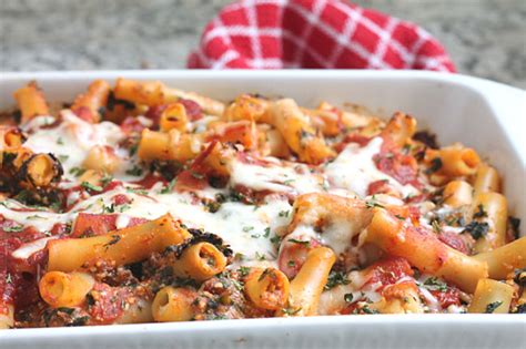 Spinach Pasta Bake - Yummy Casserole with Tomatoes and Cheese