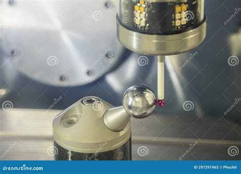 The CMM Touching Probe Calibration Process with Sphere Ball Stock Image ...