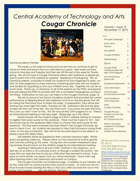 (PDF) Central Academy of Technology and Arts Cougar Chronicle · 2015-08-18 · Central Academy of ...