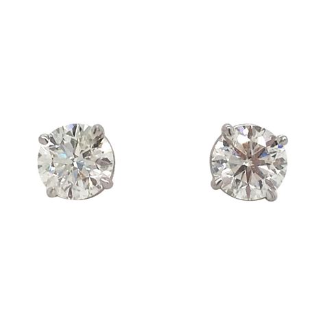 Diamond Stud Earrings 2.02 Carat G I1-I2 14 Karat White Gold For Sale ...