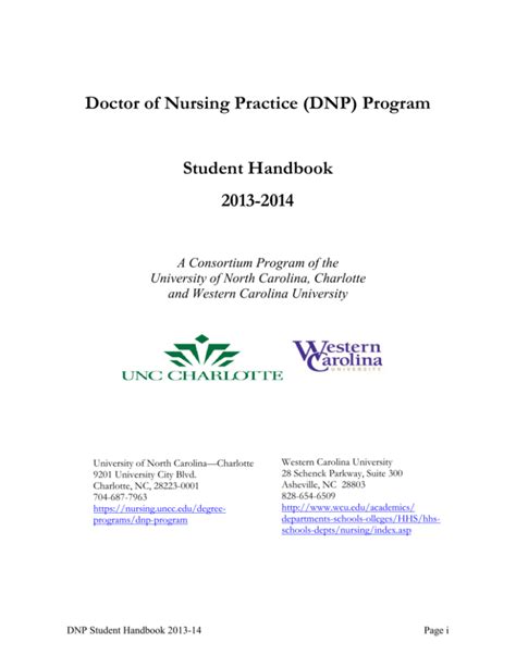 DNP Student Handbook UNCC School of Nursing