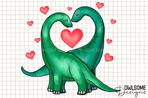 Valentine's Day Dinosaur Couple Love PNG - So Fontsy