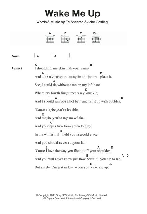 Wake Me Up by Ed Sheeran - Guitar Chords/Lyrics - Guitar Instructor