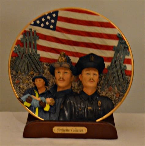 Buy Beautiful Collectible Plate and Stand Set Unique Design of Three Men- One Officer, Two ...