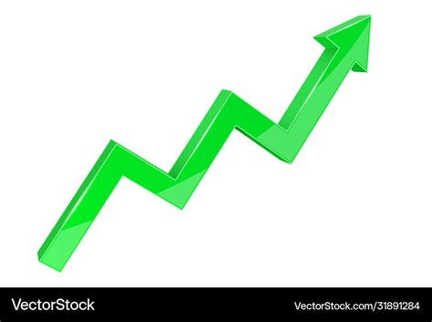 Financial indication arrow up green 3d graph Vector Image