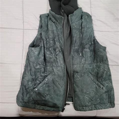 Rogue Territory Padded Vest with Hood Green Size... - Depop