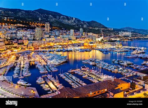 Monaco harbor at night Stock Photo - Alamy