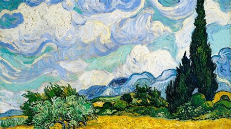 Van Gogh art wallpaper, desktop background, Wheat Field with Cypresses ...