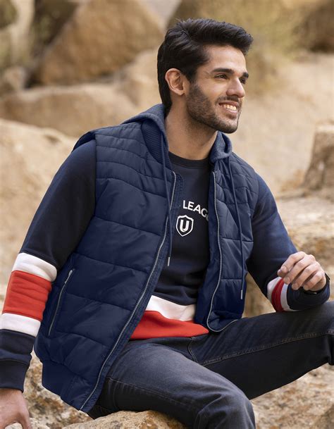 Navy Hooded Gilet For Men