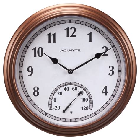 AcuRite Indoor/Outdoor Bronze Traditional Thermometer with Clock at Lowes.com