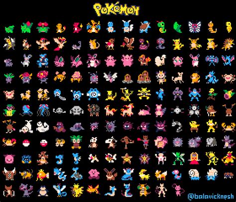 All 151 Gen 1 Pokemon Pixel Art by me! : r/pokemon